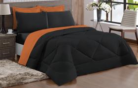 Kit Edredon Ternura Casal Queen 06 Peças Preto Laranja Kit Edredon Ternura Casal Queen 06 Peças Preto Laranja