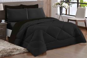 Kit Edredon Ternura Casal Queen 5 Peça Preto Dupla Face Kit Edredon Ternura Casal Queen 5 Peça Preto Dupla Face