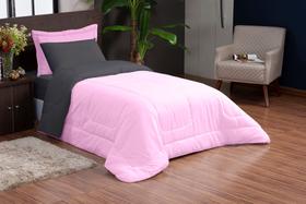 Kit Edredon Ternura Solteiro 04 Peças rosa preto
