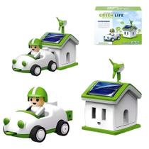Kit educacional recarregavel solar carrinho casa robo brinquedo infantil 3 em 1 robotica divertida