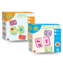 Kit Educativo 2 Jogos Em Madeira Alfabeto Números Nig Brinquedo