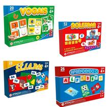 Kit Educativo 4 Jogos Vogais + Sílabas + Soletrar + Alfabeto