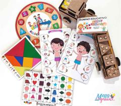 Kit educativo brinquedos e jogos pegagogicos aprendendo formas em madeira - MEGA IMPRESS