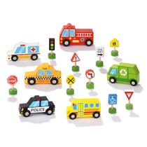 Kit Educativo Carrinhos e Placas de Trânsito em Madeira Tooky Toy Infantil Kit Educativo Carrinhos e Placas de Trânsito em Madeira Tooky Toy Infantil
