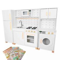 Kit Educativo Cozinha Infantil com Geladeira e Máquina de Lavar