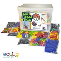 Kit Educativo Edulig Geometria, Frações e Simetria - 40 alunos - 12 atividades - Manual do Professor -1.323 peças e conexões - crie novas atividades