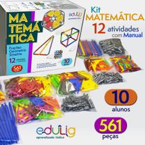 Kit Educativo Edulig Matemática Geometria 10 alunos 12 atividades indiv. ou em grupo - manual do professor - 561 peças e conexões