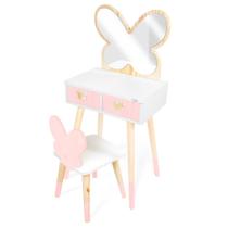 Kit Educativo Penteadeira Infantil com Cadeirinha e Espelho Borboleta Tamanho P