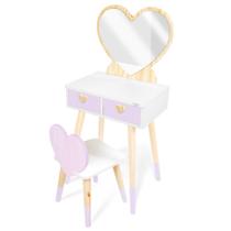 Kit Educativo Penteadeira Infantil com Cadeirinha e Espelho Coração Tamanho P