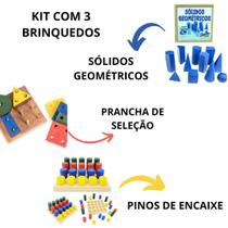 Kit Educativo Sólidos Geométricos e Prancha de Seleção e Pinos De Encaixe