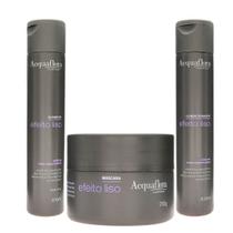 Kit Efeito Liso Shampoo Condicionador e Máscara - Acquaflora Kit Efeito Liso Shampoo Condicionador e Máscara - Acquaflora