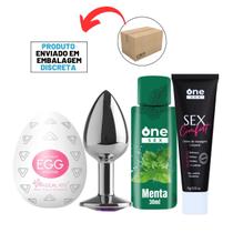 Kit Egg Masturbador Gel Lubrificante One Sex Plug Anal P Sex Comfort Creme de Massagem Anal