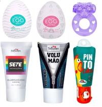 Kit Egg Masturbador Masculino + Gel Funcional Excitante + Anel Peniano Retantante Sex Shop