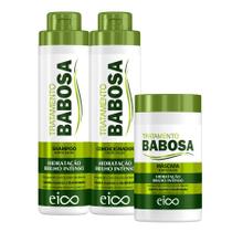 Kit Eico Babosa Aloe Vera Shampoo e Condicionador 800ml + Máscara Hidratação Crescimento Fortalecimento Profissional 1kg