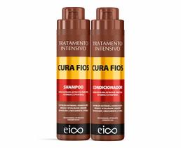 Kit Eico Cura Fios Shampoo Sem Sal 800ml + Condicionador Leave-in 800ml Fortalecimento Crescimento Capilar