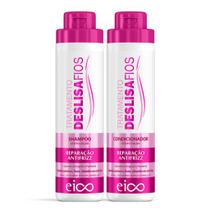 Kit Eico Delisa Fios Shampoo 800ml Condicionador 750ml Hidratação Lisos Alisados Antifrizz