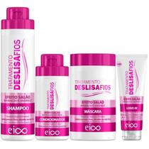 Kit Eico Deslisa Fios Shampoo 800ml Condicionador 450ml Máscara 1Kg Leave-In 200ml