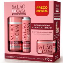 Kit Eico Especial Hidratação Intensiva Shampoo 450ml Máscara 270g Spray Finalizador 120ml