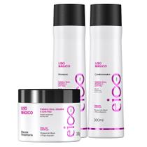 Kit Eico Liso Mágico Pós Progressiva Shampoo + Condicionador 300ml + Máscara Hidratação Antifrizz 300g
