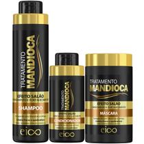 Kit Eico Mandioca Shampoo 800ml Condicionador 450ml Máscara 1Kg