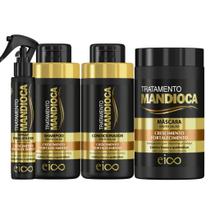 Kit Eico Mandioca Shampoo e Condicionador 450ml + Máscara 1kg + Spray 120ml Kit Eico Mandioca Shampoo e Condicionador 450ml + Máscara 1kg + Spray 120ml