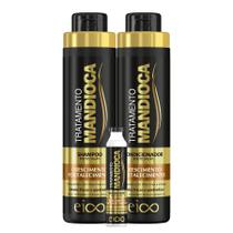 Kit Eico Mandioca Shampoo Hidratação 800ml e Condicionador Leave-in 750ml + Megadose 45ml Fortalecimento E Crescimento Capilar