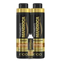 Kit Eico Mandioca Shampoo Hidratação 800ml e Condicionador Leave-in 750ml + Megadose 45ml Fortalecimento E Crescimento Capilar - Eico Cosméticos