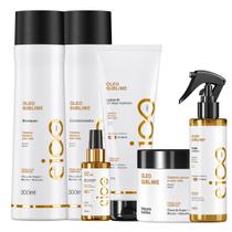 Kit Eico Pro Óleo Sublime 6 Itens Shampoo Condicionador Máscara Leave-in 200ml Spray Fluído Óleo Nutritivo