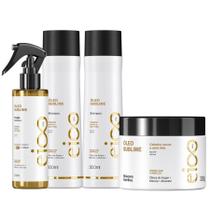 Kit Eico Pro Óleo Sublime Shampoo Sem Sal Condicionador Antifrizz Máscara Creme Hidratação Spray Leave-in Protetor Térmico