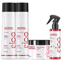 Kit Eico Pro Tratamento Obrigatório Cronograma Capilar Shampoo e Condicionador 300ml + Máscara 300g + Spray Finalizador 200ml