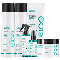 Kit Eico Professional Cachos Mágicos Shampoo Condicionador Máscara Leave-in Spray Fluído Óleo Nutritivo 6 Itens