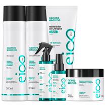 Kit Eico Professional Cachos Mágicos Shampoo Condicionador Máscara Leave-in Spray Fluído Óleo Nutritivo 6 Itens