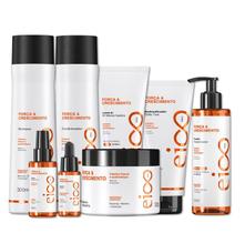 Kit Eico Professional Força e Crescimento Shampoo Condicionador Mascara Fluido Booster Leave-in Redensificador Tonico