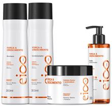 Kit Eico Professional Força e Crescimento Shampoo Sem Sal Condicionador Leave-in + Mascara + Fluido