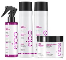 Kit Eico Professional Liso Mágico Shampoo Sem Sal e Condicionador Spray Máscara Eico Cosméticos