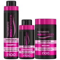 Kit Eico Rosa Mosqueta Shampoo 800ml Condicionador 450ml Máscara 1Kg