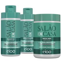 Kit Eico Salão em Casa Cachos Definidos 450ml+400ml+1kg