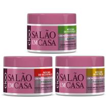 Kit Eico Salão Em Casa Cronograma Máscara Creme Capilar Hidratação Nutrição Reconstrução 270g