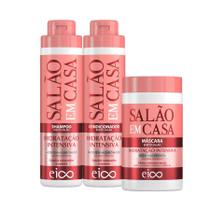 Kit Eico Salão Em Casa Hidratação Intensiva Shampoo 800ml e Condicionador 750ml + Máscara Cabelos Ressecados e Opacos 1Kg