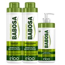 Kit Eico Tratamento Babosa Shampoo e Condicionador 800ml + Creme de Pentear Proteção Térmica 600ml