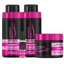 Kit Eico Tratamento Rosa Mosqueta Shampoo 450ml Condicionador 400ml Máscara 270g Oléo 60ml