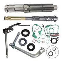 Kit Eixo Pinhão + Pedal Partida + Eixo Marcha Cambio Pop 110