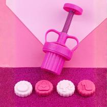 Kit Ejetor Max Bonequinha Barbie BlueStar Modelador Marcador de Doces e Brigadeiros Rosa