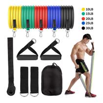 Kit Elástico 11 Extensores Academia Treino Yoga Kit Elástico 11 Extensores Academia Treino Yoga