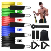 Kit Elástico 11 Extensores Academia Treino Yoga Kit Elástico 11 Extensores Academia Treino Yoga