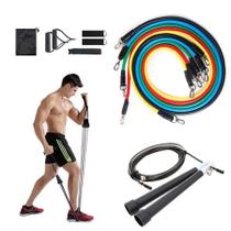 Kit Elástico 11 Peças Com Corda Ajustável Speed Rope Fitness