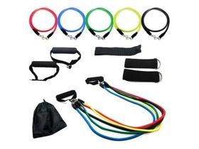 Kit Elástico 11 Peças Tubing Treino Exercício Extensor