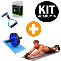 Kit Elástico de Tensão Extensor Cross Tube + Roda Abdominal Exercícios Lombar Treino Exercícios Kit Elástico de Tensão Extensor Cross Tube + Roda Abdominal Exercícios Lombar Treino Exercícios