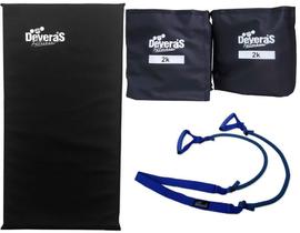 Kit elástico exercícios tornozeleira peso 2 kg colchonete de academia treino funcional Kit elástico exercícios tornozeleira peso 2 kg colchonete de academia treino funcional