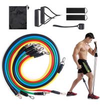 Kit Elástico Extensor 11 Itens Musculação Funcional Em Casa - OEM